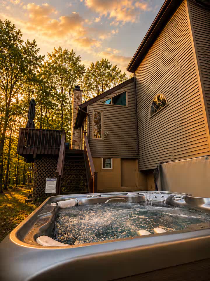 Private hot tub at sunset